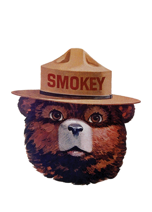 Matte Smokey Bear Head Die Cut Sticker